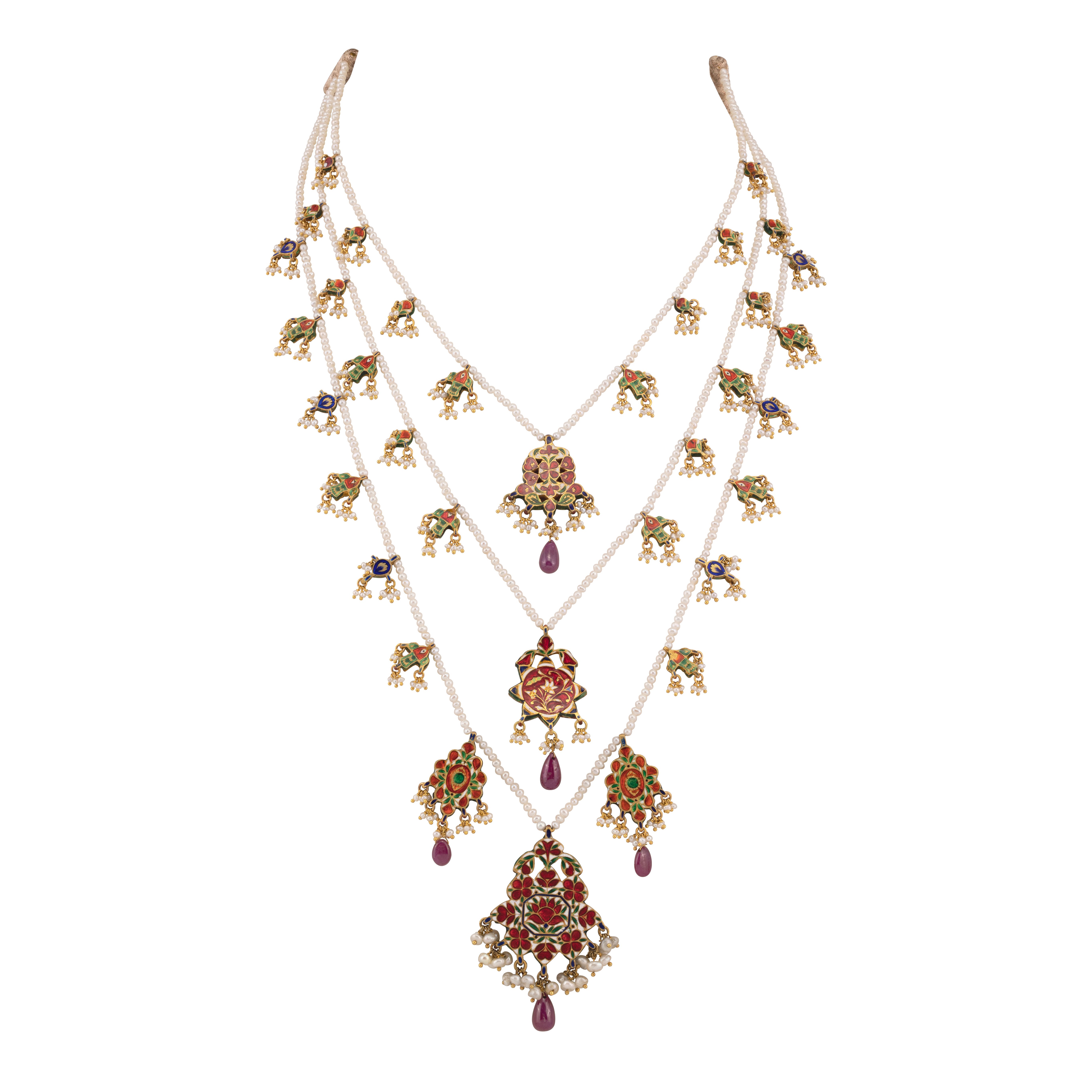 Teen Lada Necklace with Polkis, Rubies, and Pearls